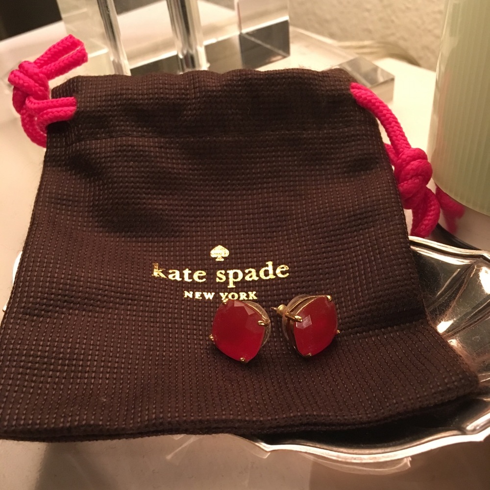 kate spade ♠️ square stud earrings red